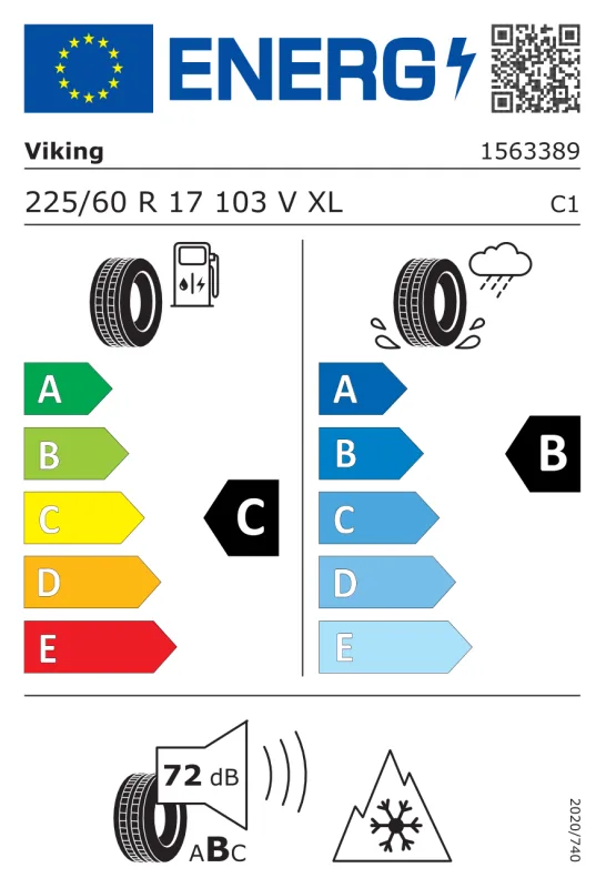 EU energiacímke - VIKING 225/60 R17 103V XL FR FOURTECH PLUS M+S 3PMSF