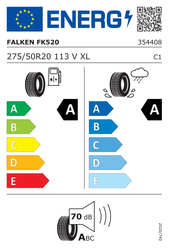 EU energiacímke - Falken 275/50R20 V FK520 XL MO 113V