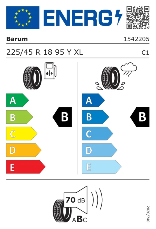 EU energiacímke - BARUM 225/45 R18 95Y XL FR BRAVURIS 6