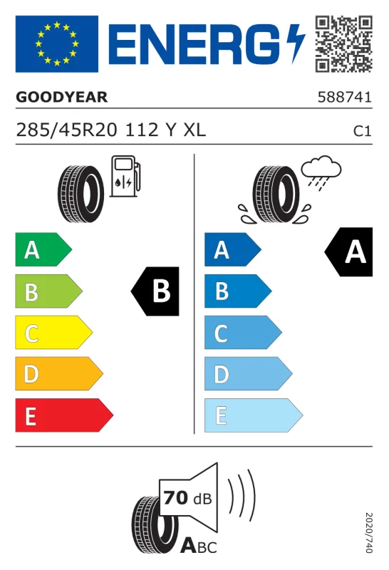 EU energiacímke - GOODYEAR 285/45 R20 112Y XL FP EAGLE F1 ASYMMETRIC 6