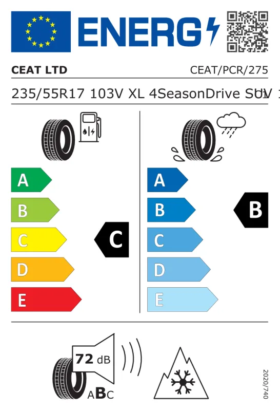 EU energiacímke - Ceat 235/55 R17 4 SEASONDRIVE SUV [103] V XL M+S 103V