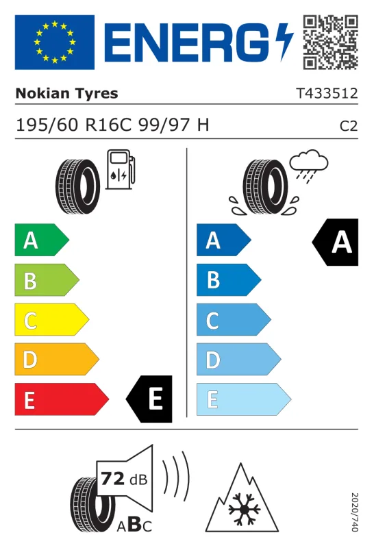 EU energiacímke - Nokian 195/60R16 99H SEASONPROOF C1 99H