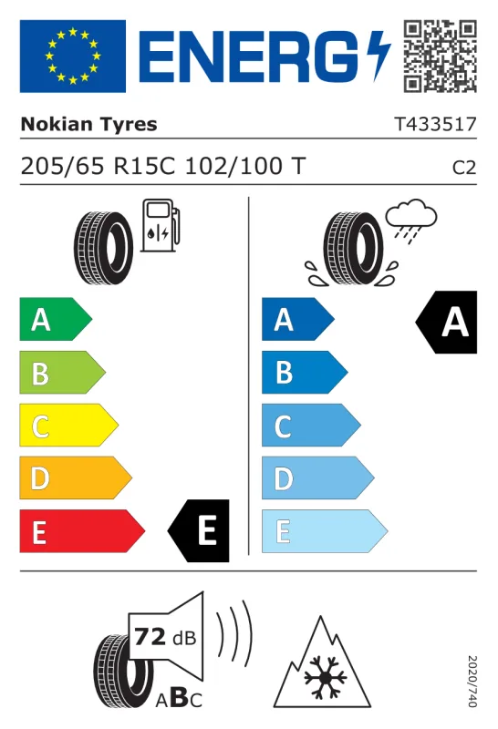 EU energiacímke - Nokian 205/65R15 102T SEASONPROOF C1 102T