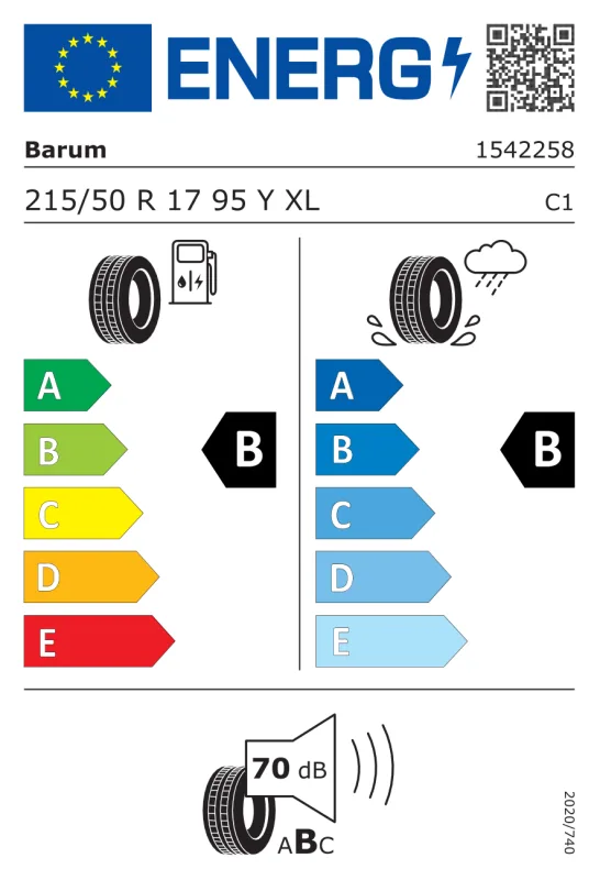 EU energiacímke - Barum 215/50R17 Y Bravuris 6 XL FR 95Y