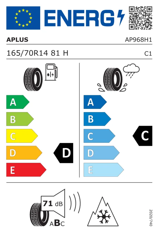 EU energiacímke - Aplus 165/70R14 81H A909 81H