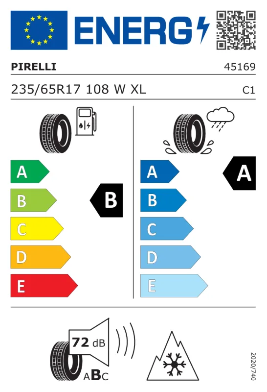 EU energiacímke - Pirelli 235/65R17 W Scorpion Allseason SF3 XL 108W