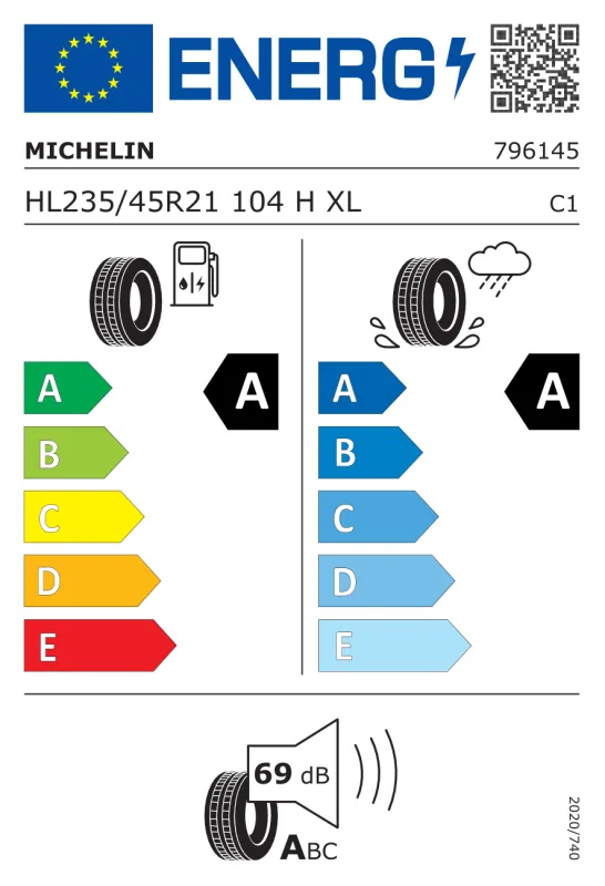 EU energiacímke - Michelin HL235/45R21 104H PRIMACY 5 ENERGY FSL 104H