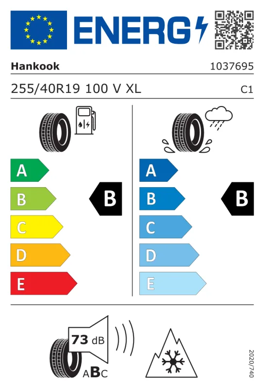 EU energiacímke - Hankook 255/40R 19 100V TL Icept Evo-4 XL MFS EXTRA LOAD/(W-340)