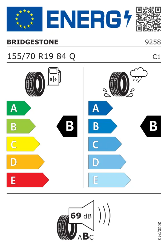 EU energiacímke - Bridgestone 155/70R19 Q EP500 * 84Q