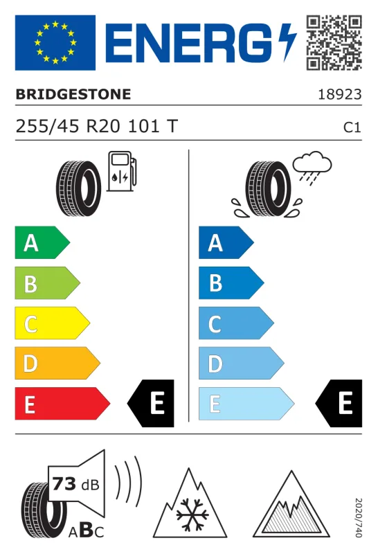 EU energiacímke - BRIDGESTONE 255/45 R20 101T BLIZZAK DMV3 M+S 3PMSF IG