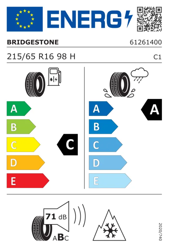 EU energiacímke - Bridgestone 215/65R 16 98H TL LM-005