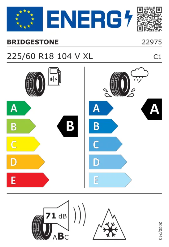 EU energiacímke - Bridgestone 225/60R 18 104V TL A-005 XL EXTRA LOAD