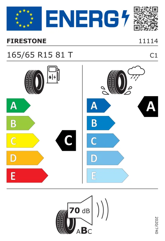 EU energiacímke - FIRESTONE 165/65 R15 81T ROADHAWK