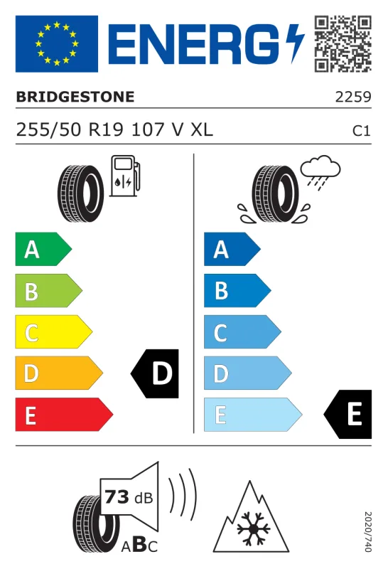 EU energiacímke - BRIDGESTONE 255/50 R19 107V XL BLIZZAK LM25-4 RFT M+S 3PMSF X5 X6