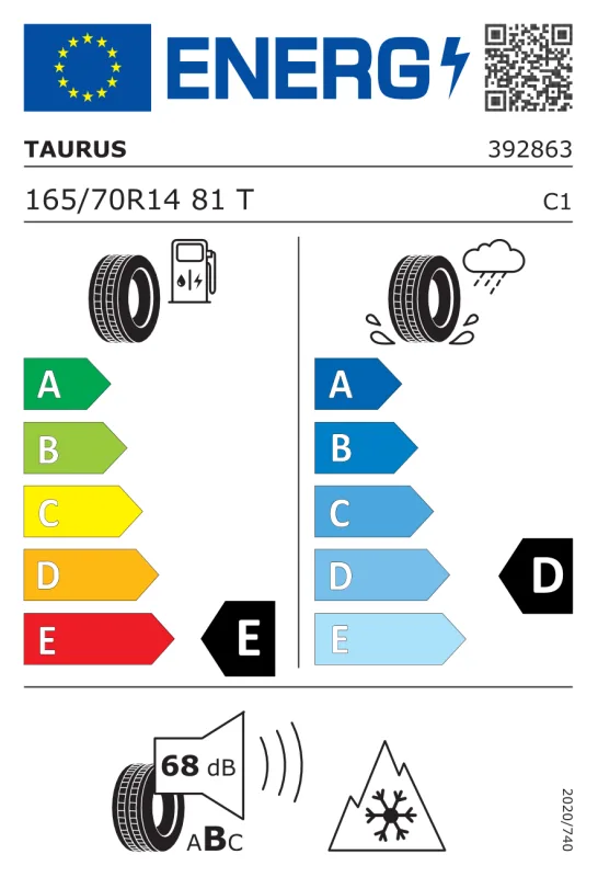 EU energiacímke - TAURUS 165/70 R14 81T WINTER 601 M+S 3PMSF