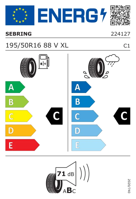 EU energiacímke - Sebring 195/50R16 88V ROAD PERFORMANCE 88V