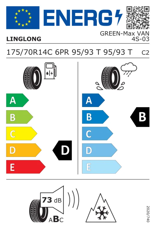 EU energiacímke - Linglong 175/70 R14C GREEN-MAX VAN 4S [95/93] T 95/93T