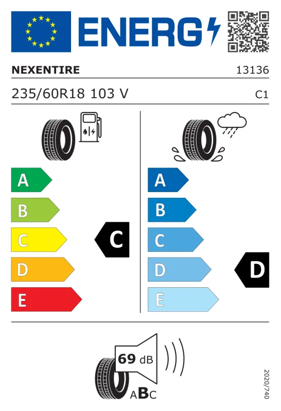 EU energiacímke - Nexen 235/60 R18 ROADIAN HTX RH5 [103] V 103V