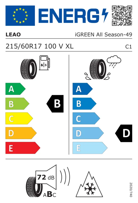 EU energiacímke - LEAO 215/60 R17 100V XL iGREEN ALL SEASON M+S 3PMSF