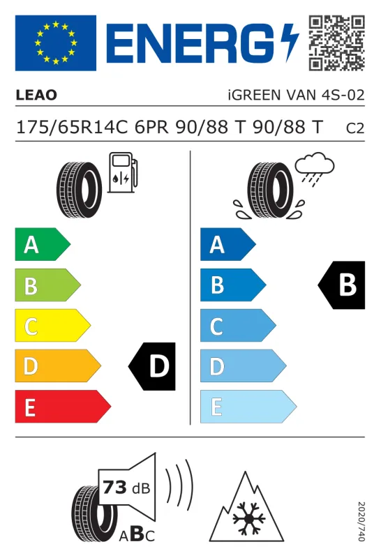 EU energiacímke - LEAO 175/65 R14 90/88T iGREEN VAN 4S C