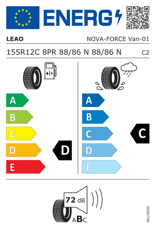 EU energiacímke - LEAO 155/ R12 88/86N NOVA-FORCE VAN C