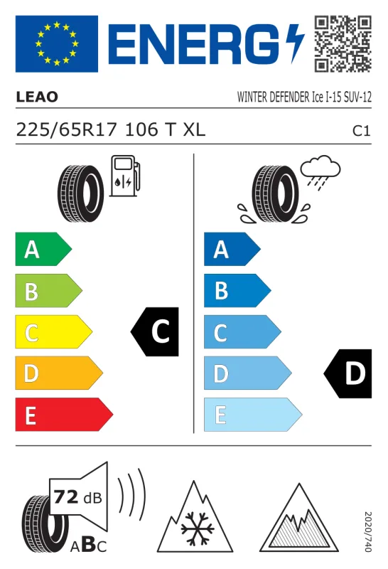 EU energiacímke - LEAO 225/65 R17 106T XL W D ICE I-15 SUV M+S 3PMSF