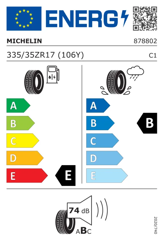 EU energiacímke - Michelin 335/35ZR17 (106Y) PILOT SPORT PS2 106Y