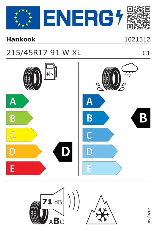EU energiacímke - Hankook 215/45R17 91W WINTER I*CEPT EVO2 W320 AO 91W