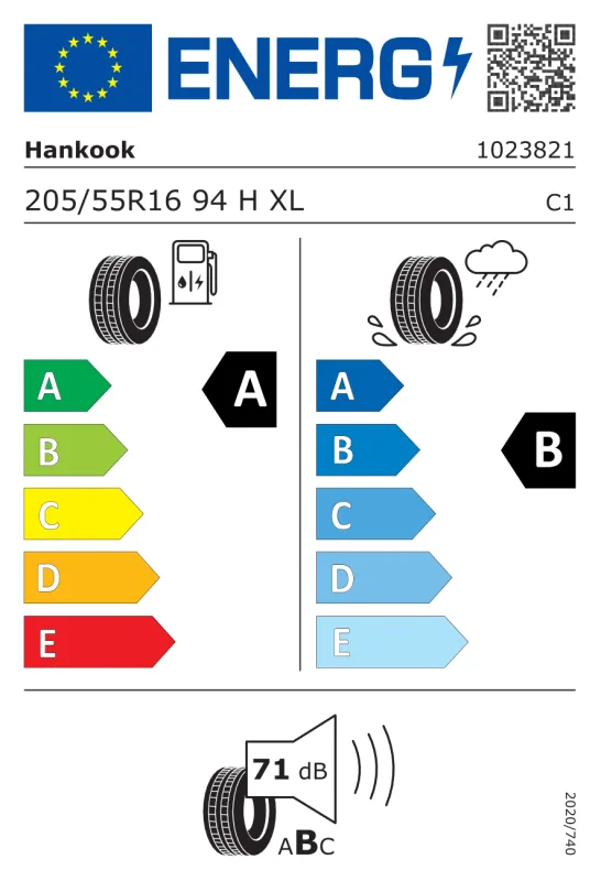 EU energiacímke - Hankook 205/55R 16 94H TL Prime-3 XL MFS EXTRA LOAD/(K-125)