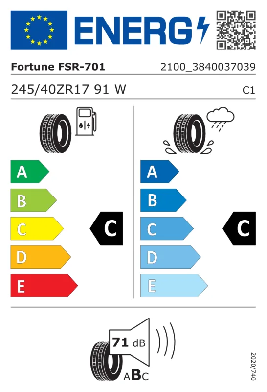 EU energiacímke - Fortune 245/40R17 W FSR701 91W