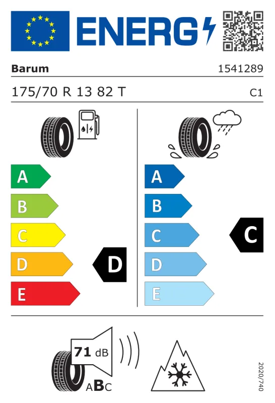 EU energiacímke - BARUM 175/70 R13 82T POLARIS 5 M+S 3PMSF
