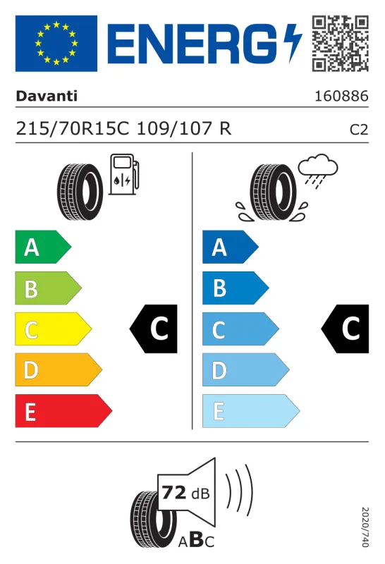 EU energiacímke - Davanti 215/70 R15C DX440 109/107R TL 109/107RR