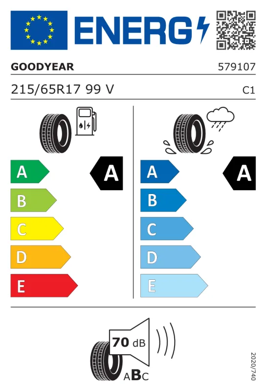 EU energiacímke - Goodyear 215/65 R17 EFFICIENTGRIP PERFORMANCE [99] V 99V