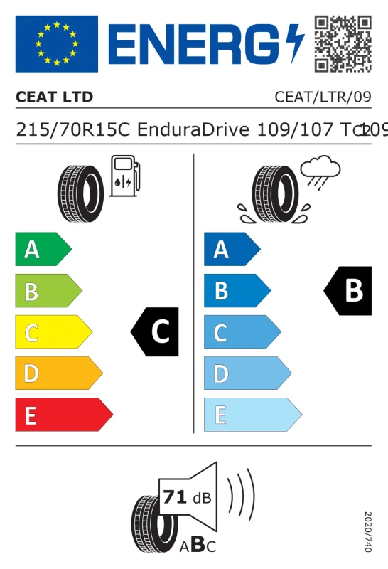 EU energiacímke - Ceat 215/70 R15C ENDURADRIVE [109/107] T DOT2024 109/107T