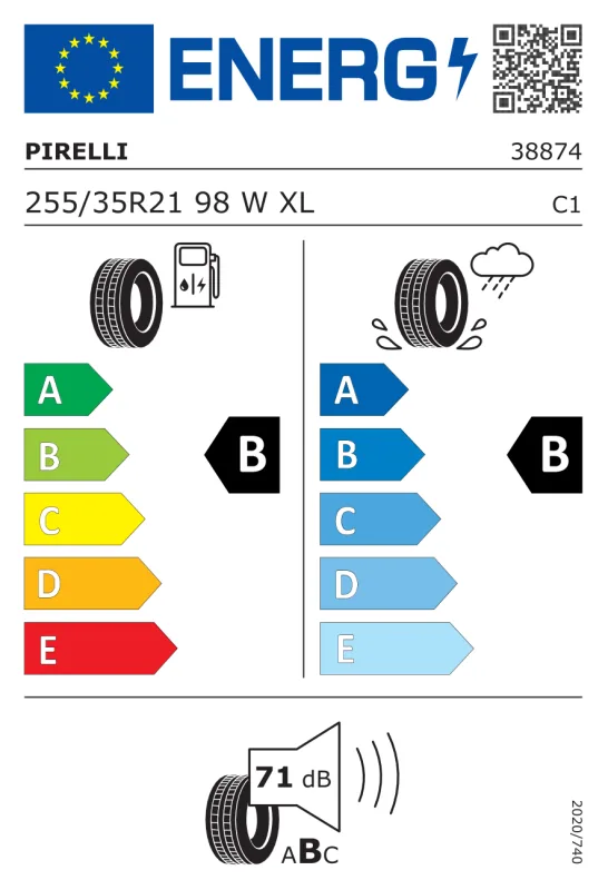 EU energiacímke - PIRELLI 255/35 R21 98W XL FR P-ZERO LUXURY ELT T0 NCS