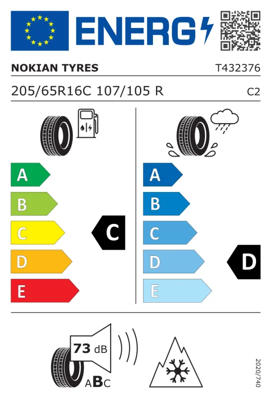 EU energiacímke - NOKIAN TYRES 205/65 R16 107/105R HAKKAPELIITTA CR4 M+S 3PMSF C