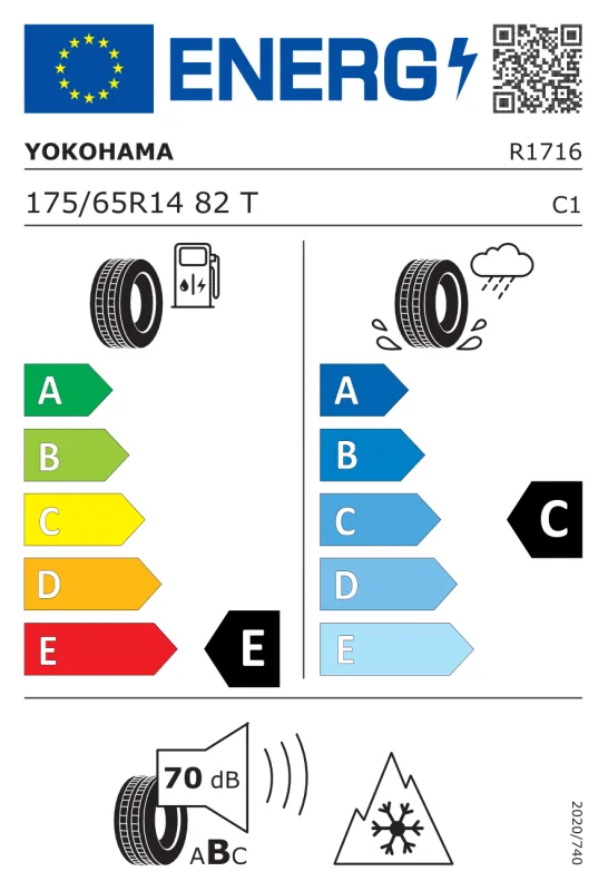 EU energiacímke - Yokohama 175/65R 14 82T TL V-903