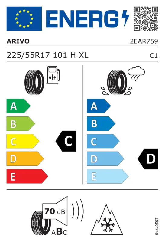EU energiacímke - Arivo 225/55 R17 WINMASTER PROX ARW 3 [101] H XL FR 101H