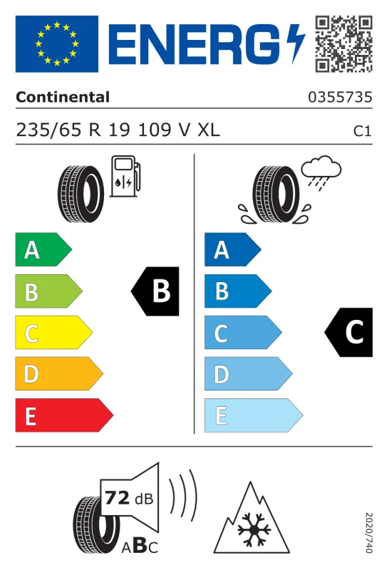 EU energiacímke - Continental 235/65R 19 109V TL TS-860S XL FR EXTRA LOAD