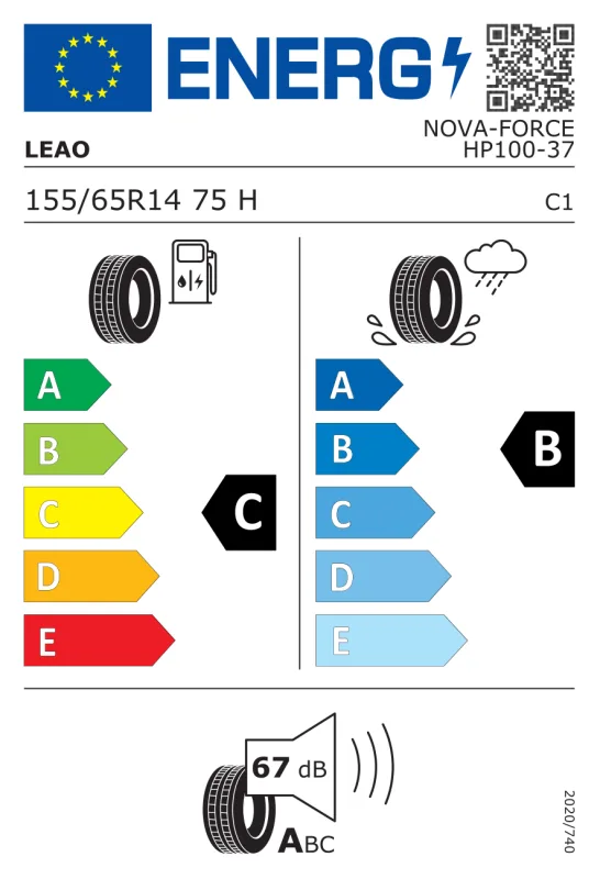 EU energiacímke - LEAO 155/65 R14 75H NOVA-FORCE HP100