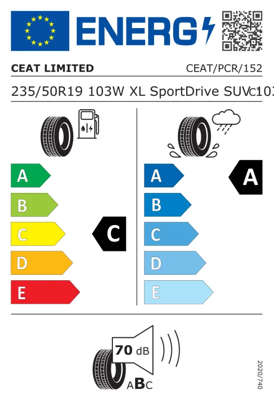EU energiacímke - Ceat 235/50R 19 103W TL Sport Drive XL MFS EXTRA LOAD