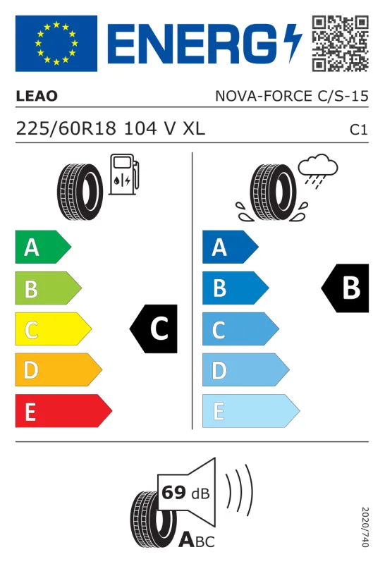 EU energiacímke - LEAO 225/60 R18 104V XL NOVA-FORCE C/S