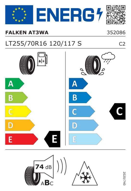 EU energiacímke - Falken LT255/70 R16 WILDPEAK A/T AT3WA [120/117] S 120/117S